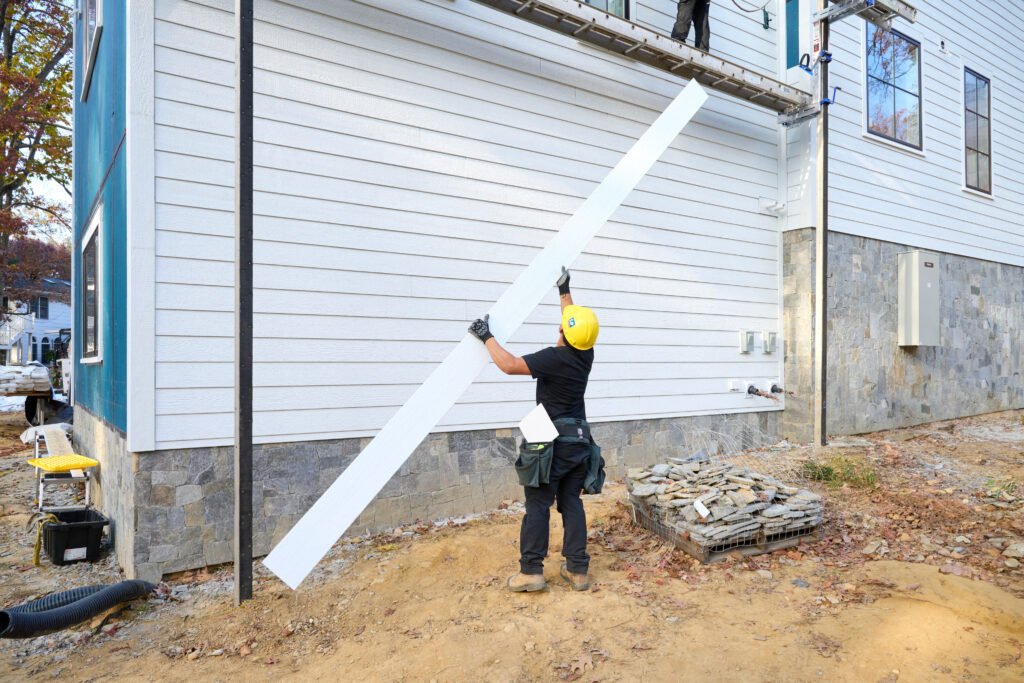 LP SmartSide board and batten panel vertical siding on a home