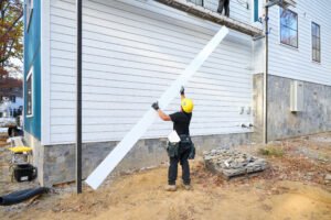 LP SmartSide board and batten panel vertical siding on a home