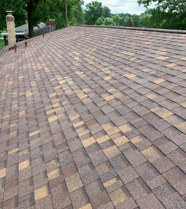 New shingle roof installed in Sunset Hills, MO by Meridian Roofing and Renovation